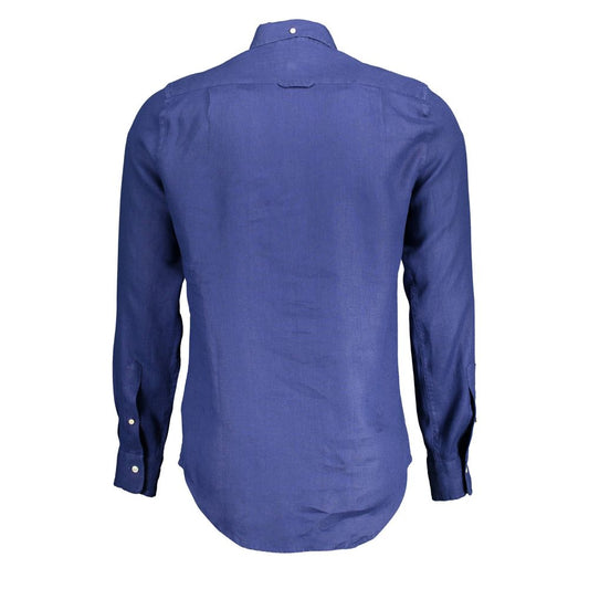 Elegant Slim Blue Linen Shirt