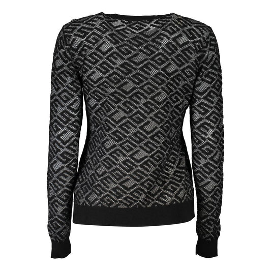 Chic Black Embroidered Crew Neck Sweater