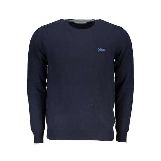 Elegant Blue Crew Neck Embroidered Sweater