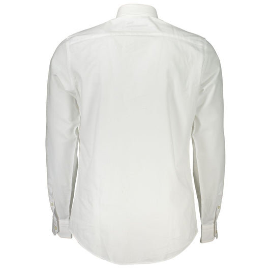 Elegant White Narrow Fit Long Sleeve Shirt
