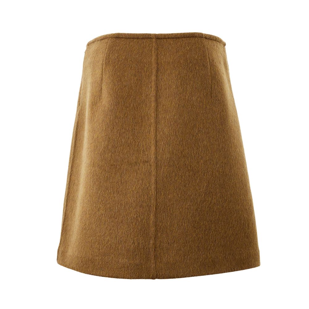 Elegant Wool Midi Skirt in Brown