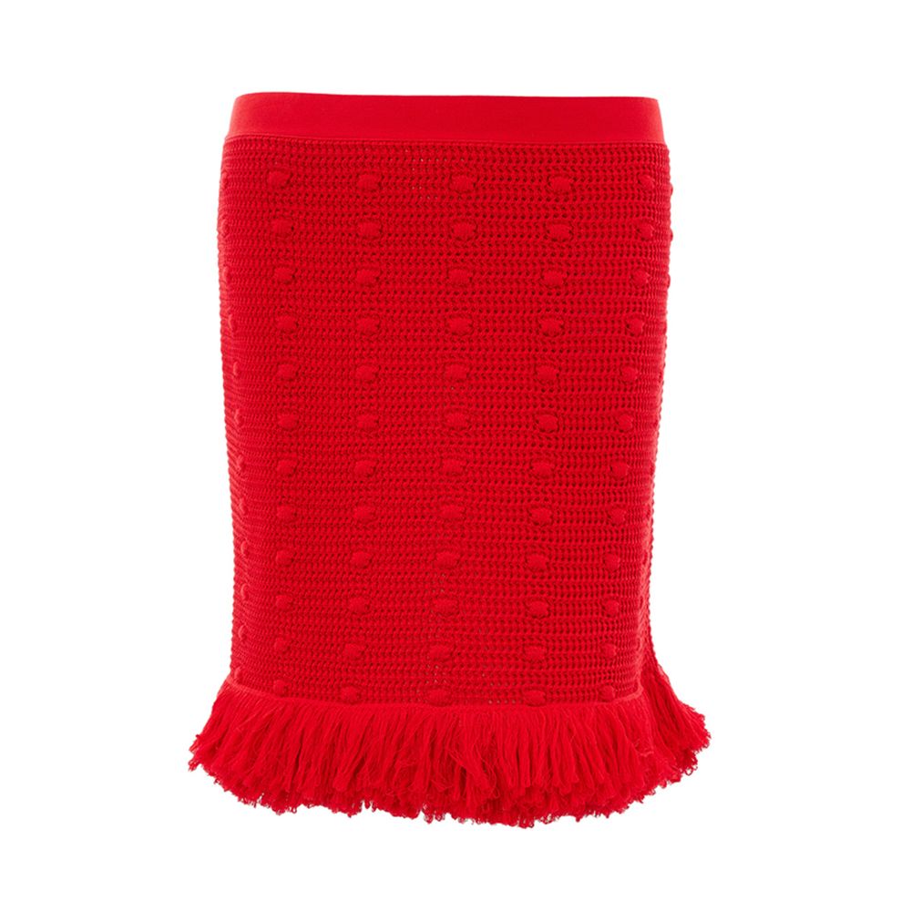 Elegant Red Cotton Skirt for Chic Elegance