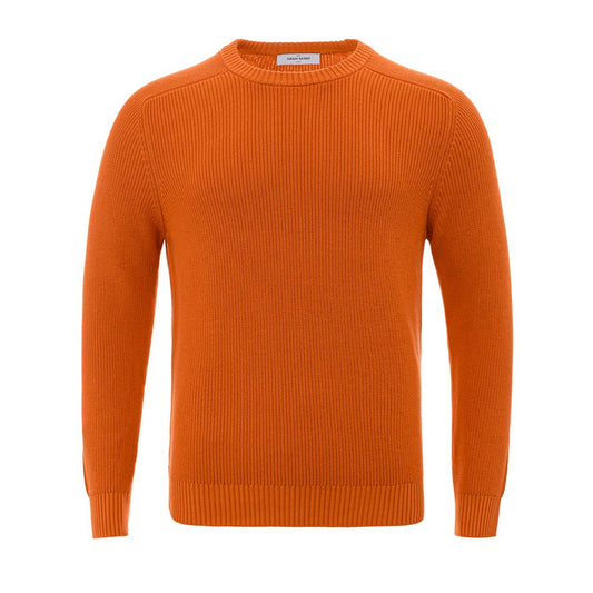 Sumptuous Orange Cotton Sweater for Men