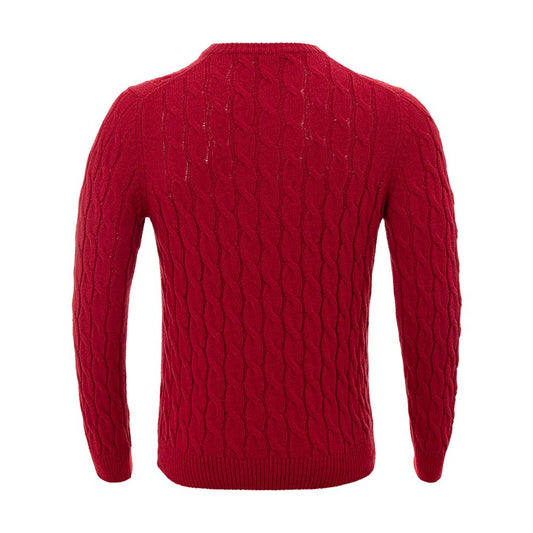 Elegant Crimson Cotton Knit Sweater