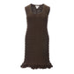 Elegant Cotton Midi Dress in Earthy Brown