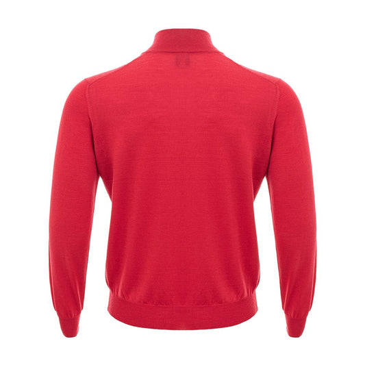 Elegant Wool T-Shirt in Rich Red