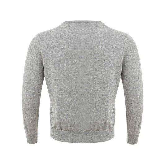 Elegant Gray Silk-Cotton Blended Sweater