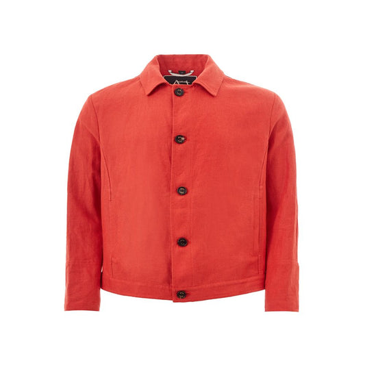 Chic Orange Polyester Jacket for Men