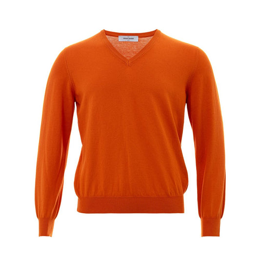 Elegant Orange Cotton Sweater for Men