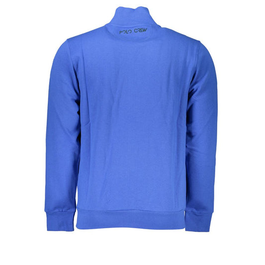 Elegant Blue Fleece Sweatshirt with Embroidery