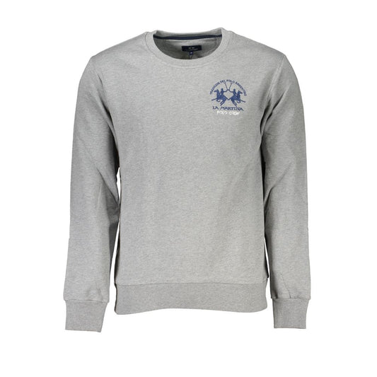 Chic Gray Crew Neck Cotton Sweatshirt