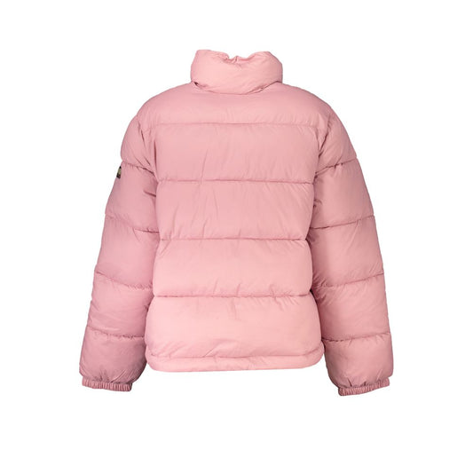 Chic Pink Polyamide Long Sleeve Jacket
