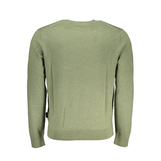 Chic Green Crew Neck Cotton Sweater