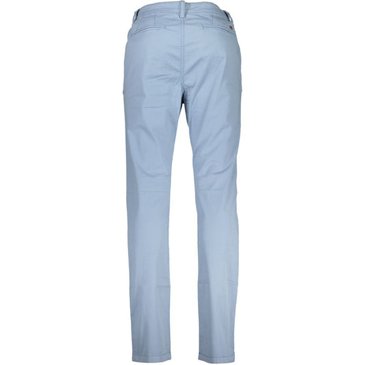 Elegant Light Blue Stretch Cotton Trousers