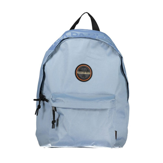 Chic Light Blue Cotton Backpack with Logo Detail