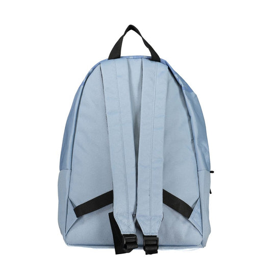 Chic Light Blue Cotton Backpack with Logo Detail