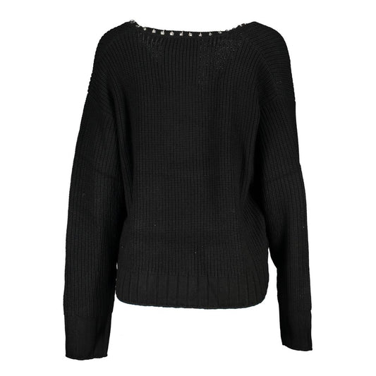 Elegant Long Sleeved V-Neck Sweater with Chic Details