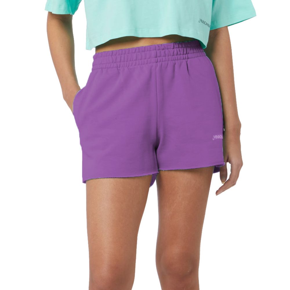 Chic Purple Cotton Shorts with Logo Detail