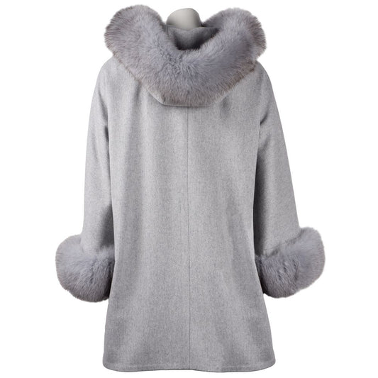 Elegant Wool Short Coat with Fur Accents