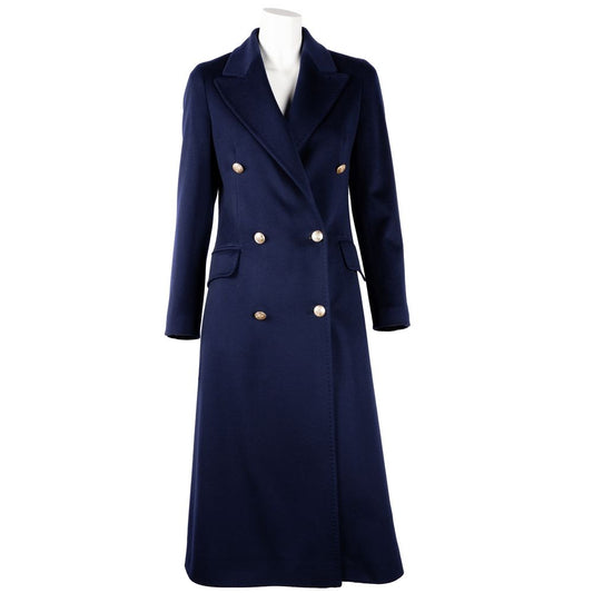 Elegant Woolen Double-Breasted Long Coat