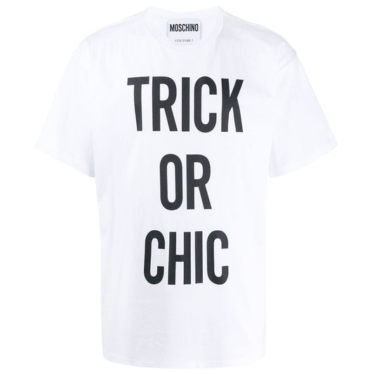 Chic White Cotton Tee with Signature Print