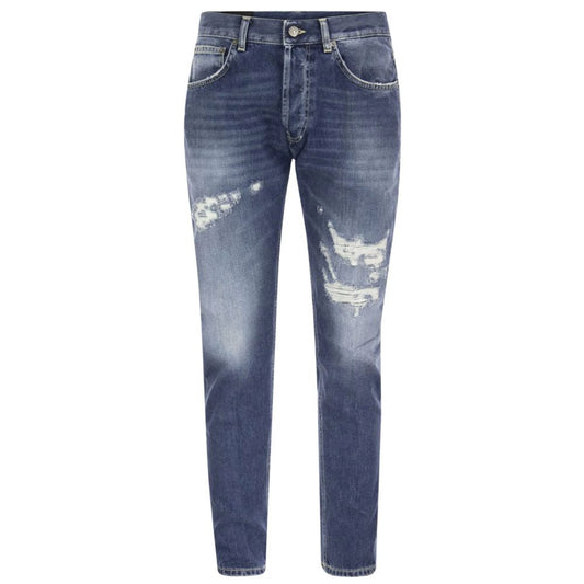 Distressed Blue Cotton Mius Jeans