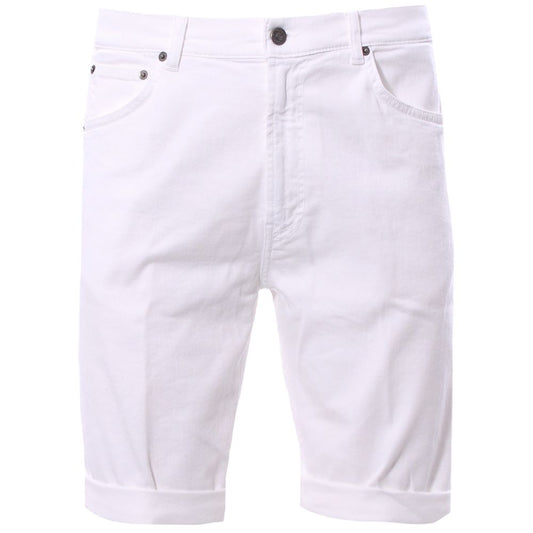 Chic White Stretch Cotton Bermuda Shorts