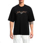 Gold Embroidered Logo Black Cotton Tee