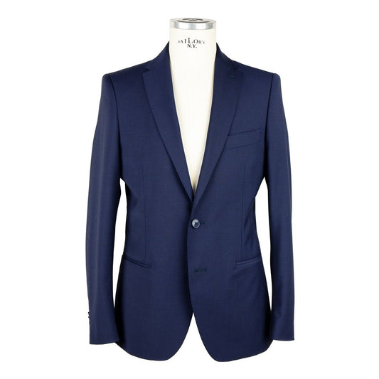 Elegant Blue Wool Blend Men's Suit