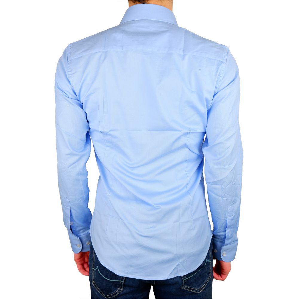 Elegant Milano Light Blue Gabardin Shirt