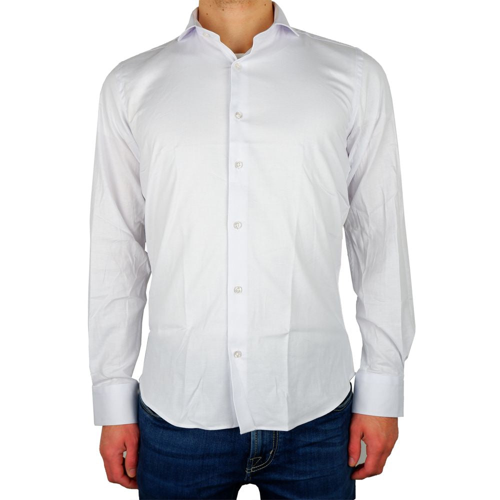 Elegant Milano White Gabardine Shirt