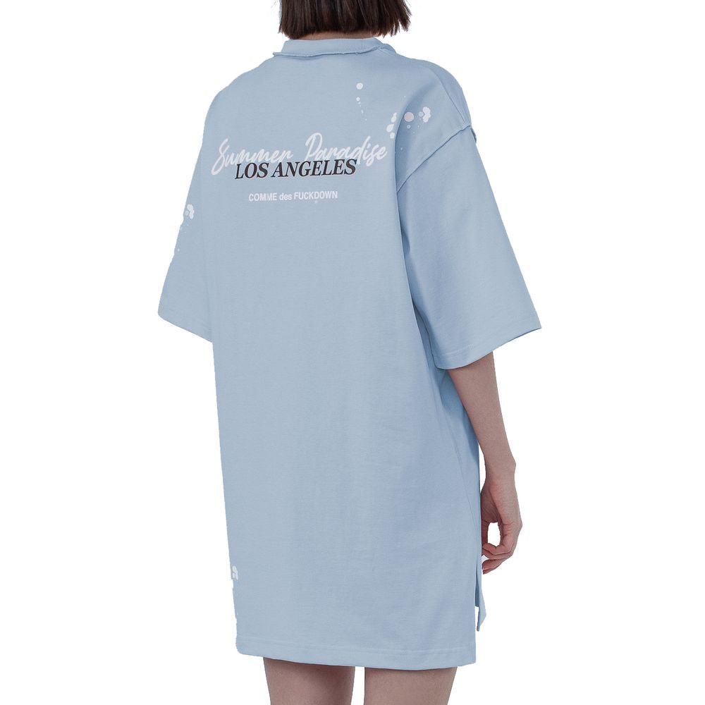Elegant Cotton T-Shirt Dress in Light Blue