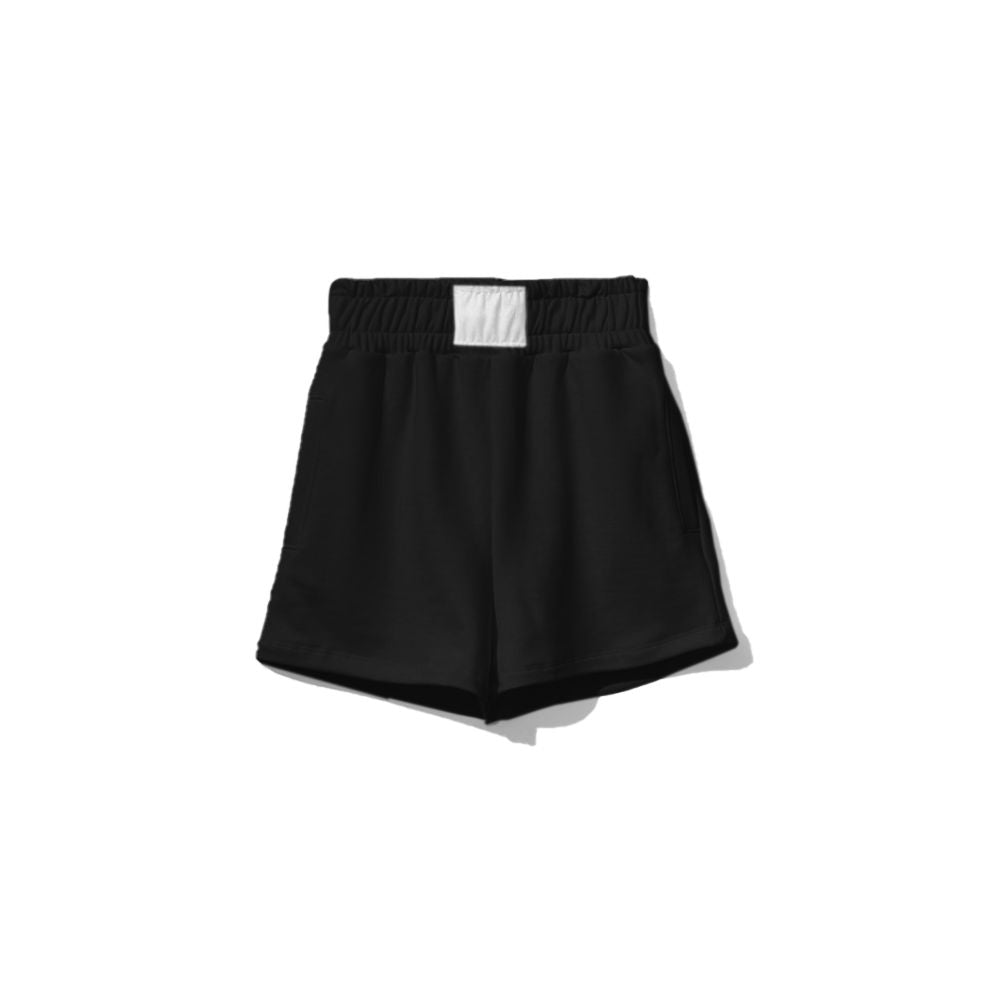 Chic Stretch Cotton Shorts with Logo Accents