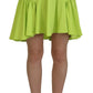 Green High Waist A-line Pleated Mini Women Skirt