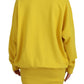 Yellow Logo Print Cotton Crewneck Pullover Sweater