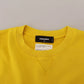 Yellow Logo Print Cotton Crewneck Pullover Sweater