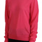 Pink Solid Long Sleeve Turtle Neck Casual Sweater