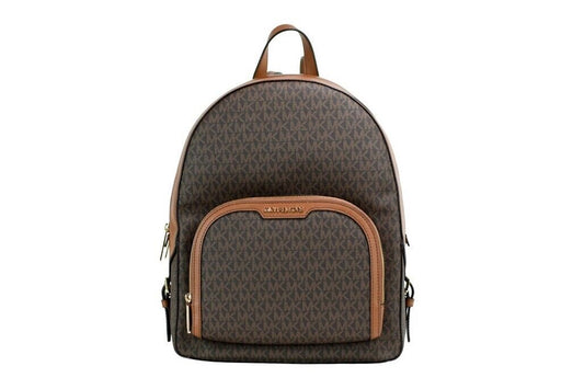 Jaycee Large Brown Signature PVC Shoulder Backpack Bookbag