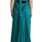 Elegant Silk A-Line Long Dress in Blue