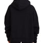 Black Logo Patch Cotton Hoodie Sweatshirt Sweater