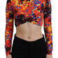 Multicolor Cami Long Sleeves Cropped Blouse Top