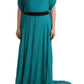 Elegant Silk A-Line Long Dress in Blue