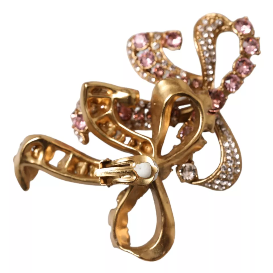 Gold Brass Pink Clear Crystal Bow Fiocchi Christmas