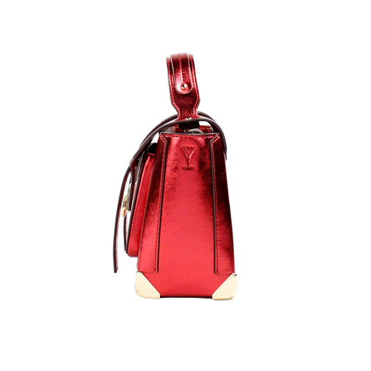 Manhattan Medium Crimson Leather Top Handle School Satchel Bag