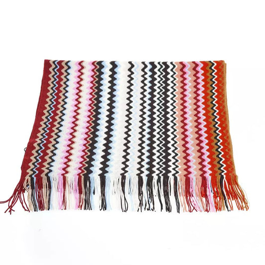 Geometric Pattern Fringed Scarf in Vibrant Tones