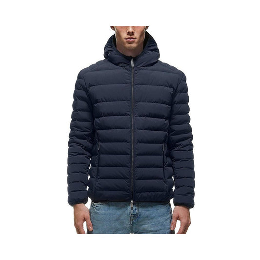 Blue Ultra Light Down Jacket with Cover Mask