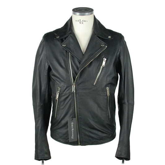 Sleek Black Leather Jacket for Men