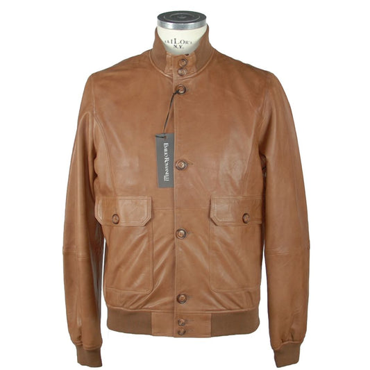 Elegant Brown Leather Jacket for Men