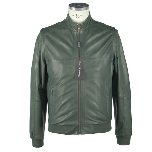 Emerald Elegance Leather Jacket