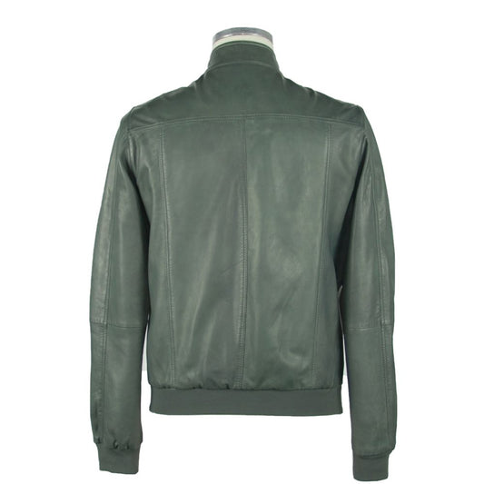 Emerald Elegance Leather Jacket